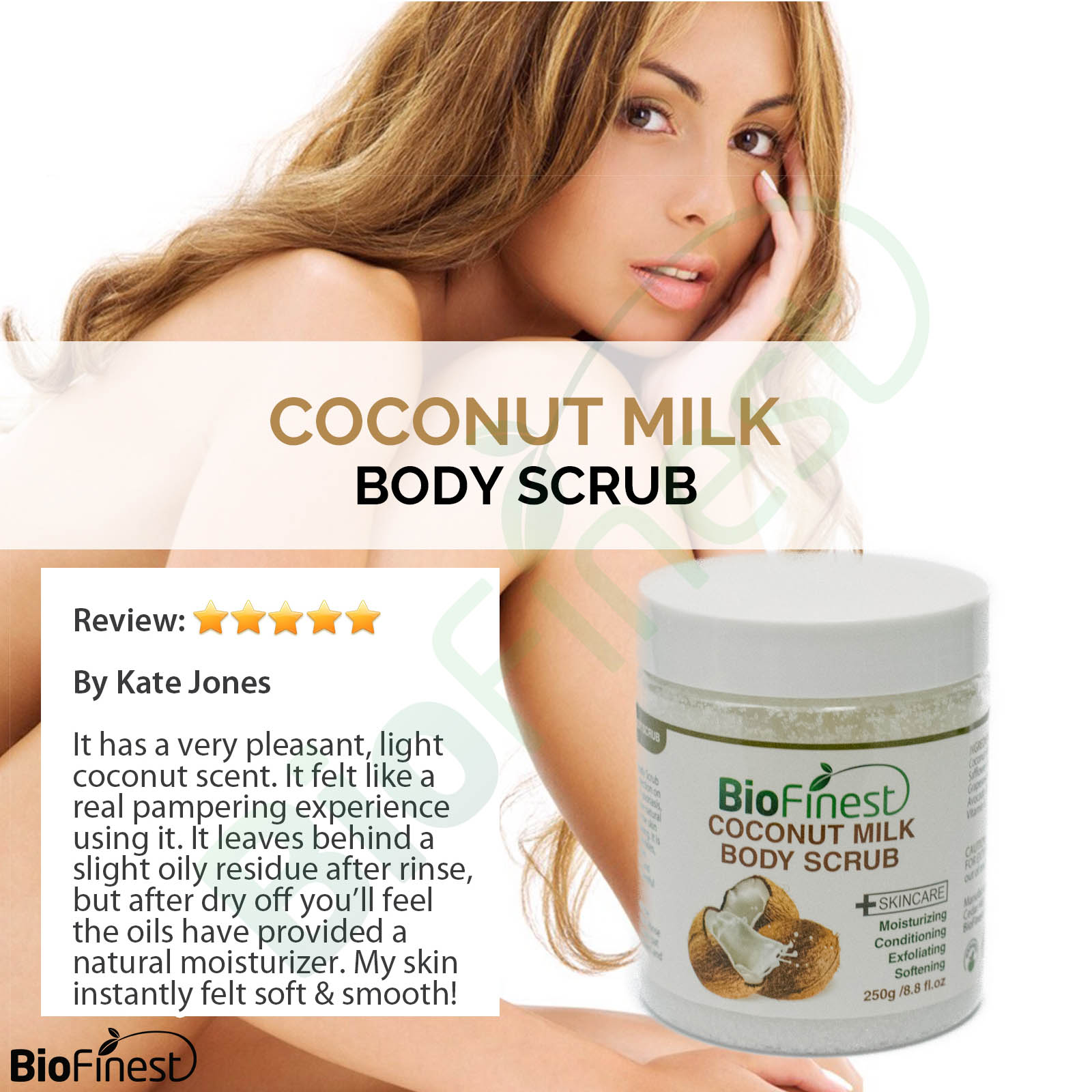Coconut Milk Body Scrub with Dead Sea Salt, Almond Oil, Vitamin E